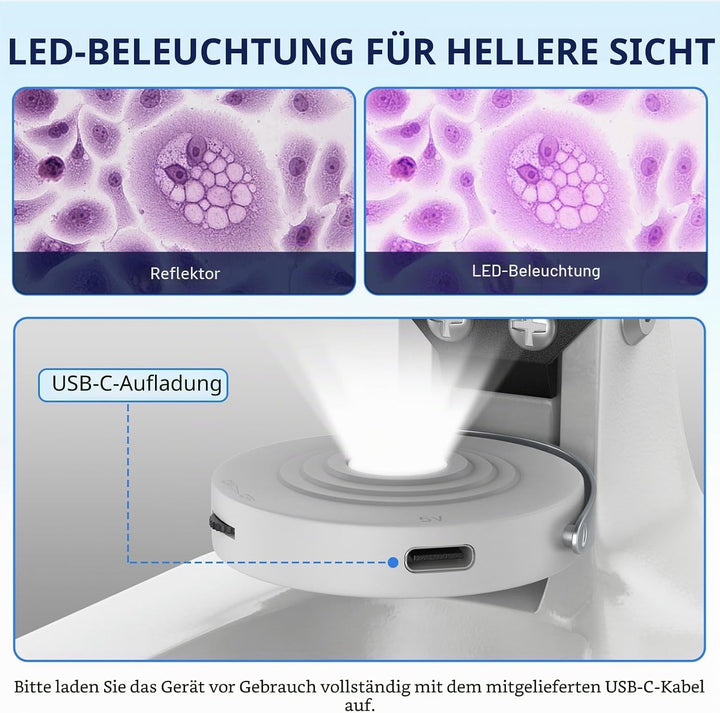 HUTACT Mikroskop für Kinder Erwachsene Anfänger: 40-2000X Compound Biologie Mikroskop mit Slide Kit