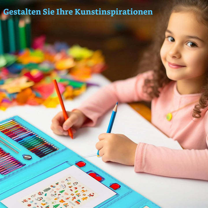KINSPORY Premium Malkoffer Deluxe 290-teilig Malset für Kinder Anfänger Tolles Buntstifte Set, Wasse