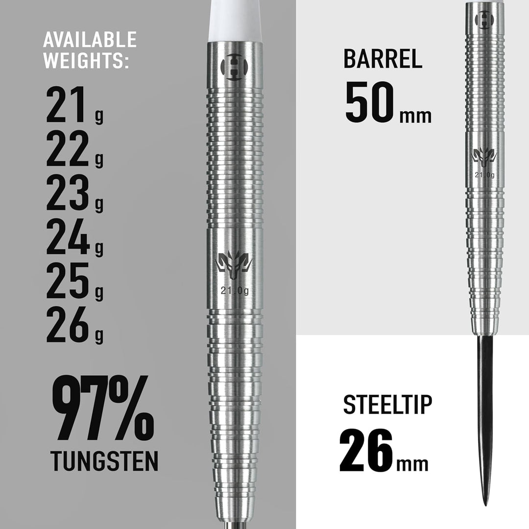 Harrows Wolfram 97% Tungsten Stahlspitzen Dart Set 21g, 22g, 23g, 24g, 25g & 26g - Inklusive Speedli