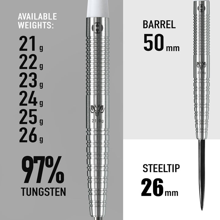 Harrows Wolfram 97% Tungsten Stahlspitzen Dart Set 21g, 22g, 23g, 24g, 25g & 26g - Inklusive Speedli