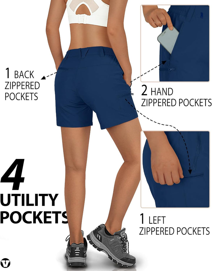Outdoor Ventures Kurze Hose Damen UPF50+ UV Schutz Wander Shorts Sommer Leicht Trekking Shorts Stret