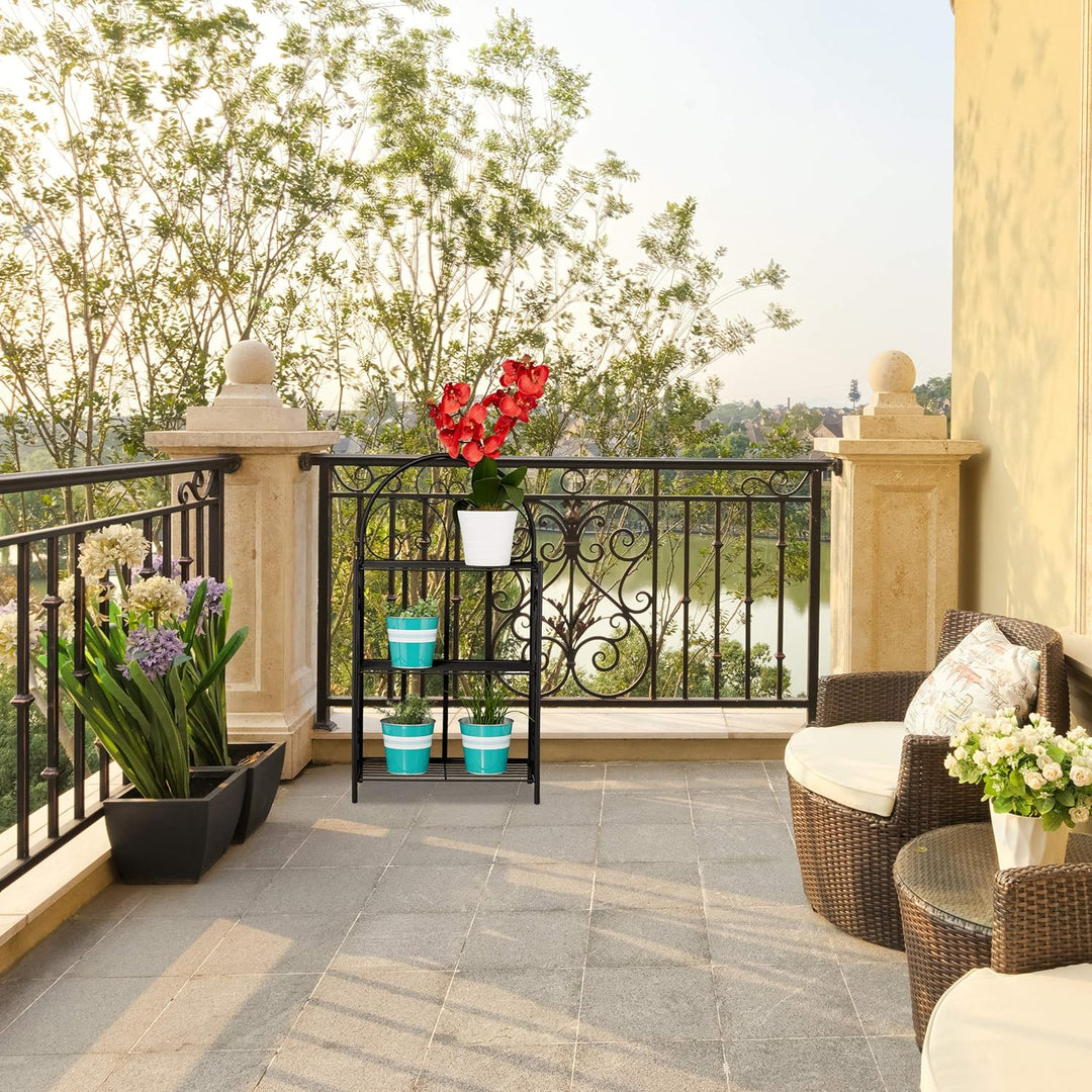 Relaxdays Blumenregal, klappbar, 3 Ebenen, Balkon, Garten & Indoor, Metall, Pflanzenregal HBT 83 x 4