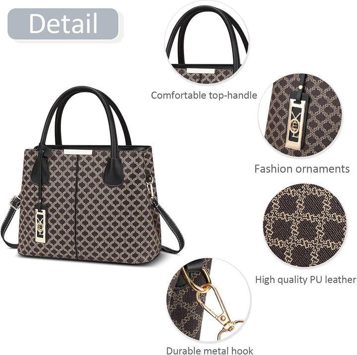 DIRRONA Retro Damen Handtasche Klassischer Druck Umhängetasche Elegant Schultertasche Lässig Crossbo