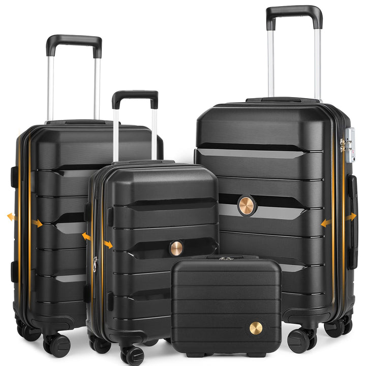 Sea choice Hartschalenkoffer Set 4 Teilig S/M/L/XL Rollkoffer Handgepäck 100% PP Reisekoffer mit 360