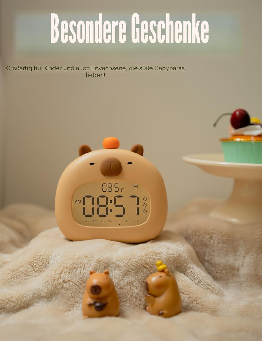 IHALO Capybara Wecker Digital, Wecker Kinder mit Nachtlicht, LED-Display, Ok to Wake 2 Alarme, Woche