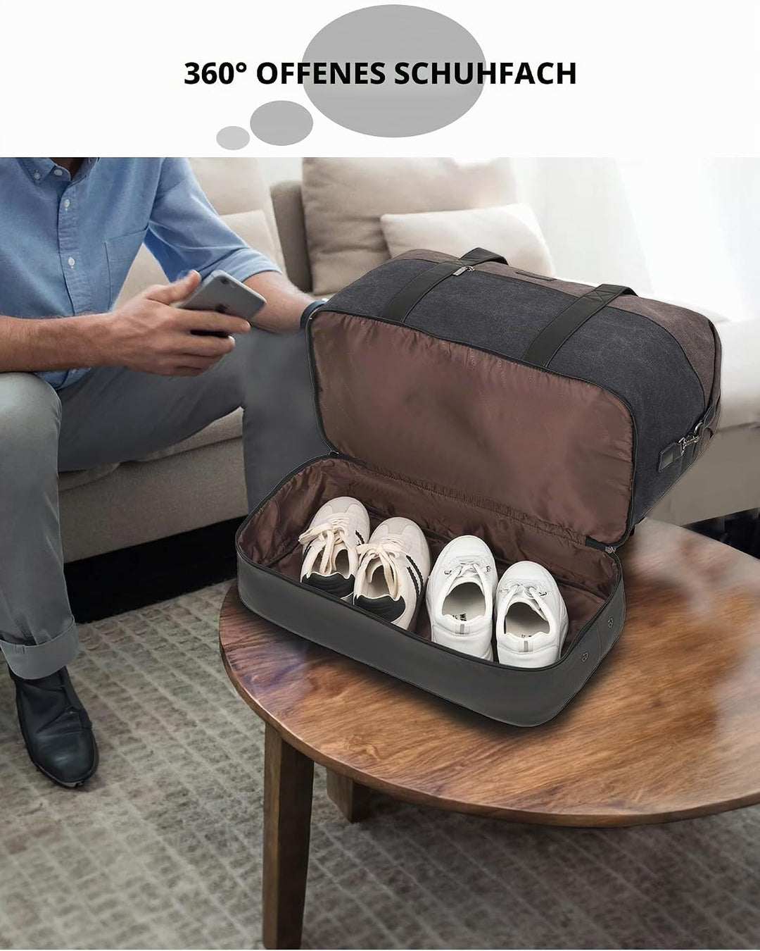 LOVEVOOK Reisetasche Weekender Herren Gross, 56L Handgepäck Tasche Für Flugzeug, Sporttasche Duffle