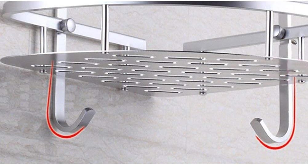 Duschregal, eloxiertes Aluminium, 2 Ablagen, mit Rostschutz, Badezimmer-Eckregal, wandmontiert, Plat