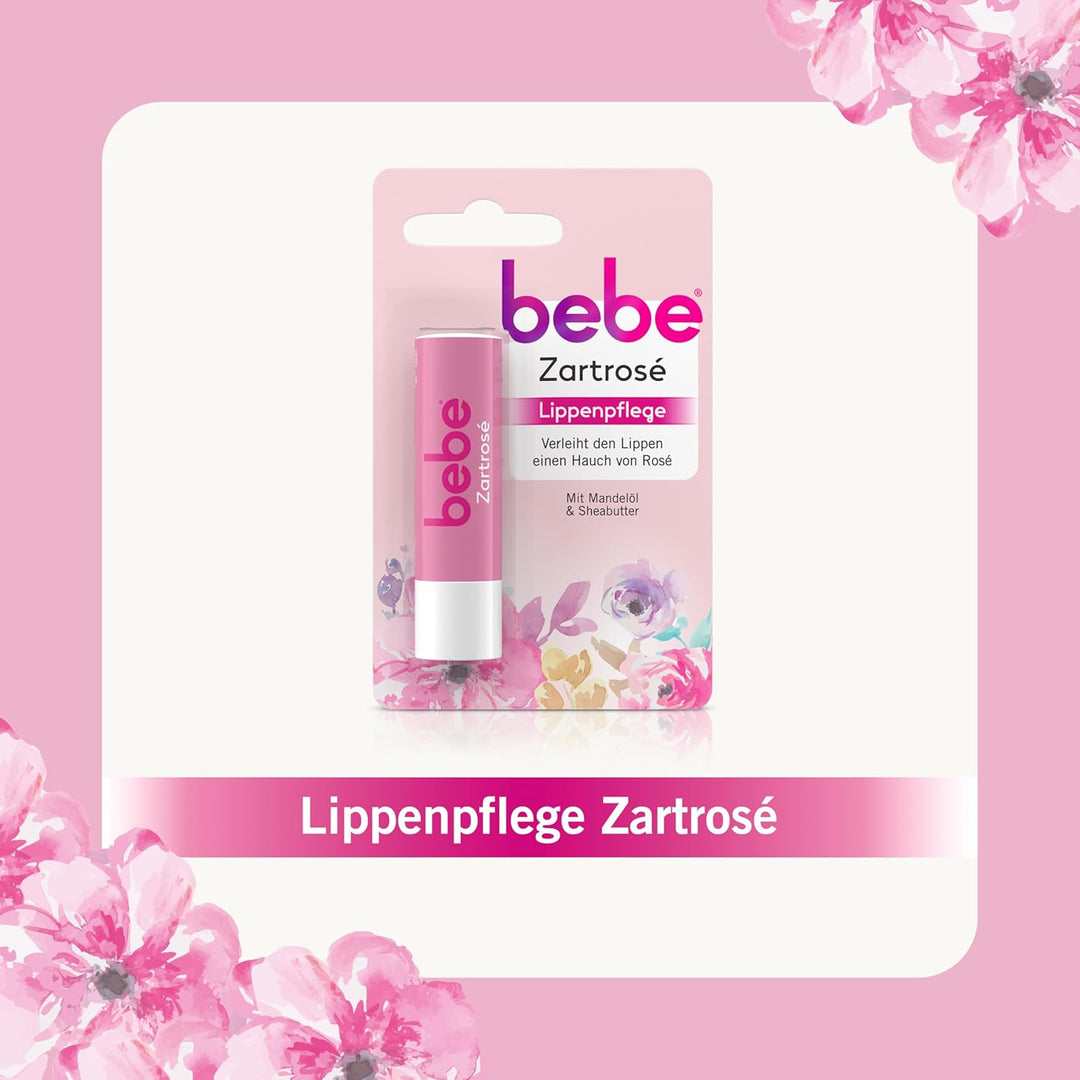 bebe Zartrosé Lippenpflege Lippenpflegestift mit Mandelöl und Sheabutter für Schutz und Pflege bei t