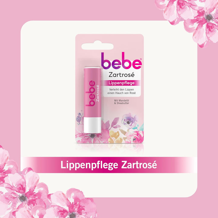 bebe Zartrosé Lippenpflege Lippenpflegestift mit Mandelöl und Sheabutter für Schutz und Pflege bei t
