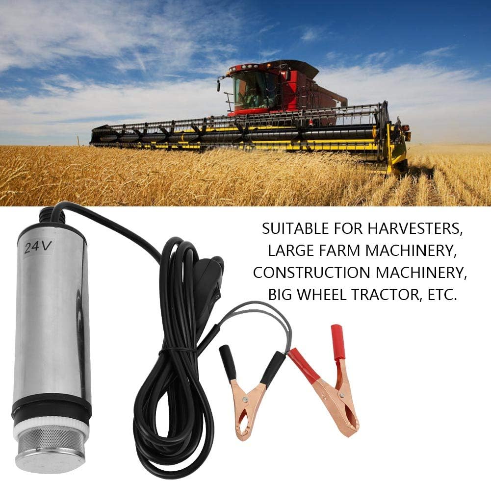 Telituny Edelstahl Transfer Pumpe, DC 24V Edelstahl Tauchpumpe für Wasser Dieselöl Kerosin Betankung