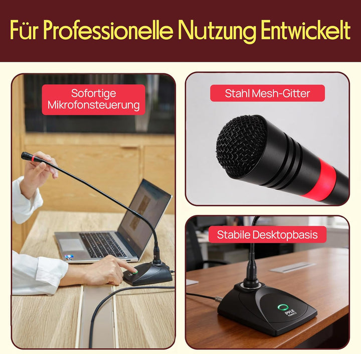 Pyle Tischmikrofon für PC, Podcast, Konferenzen oder für Karaoke & Studio-Audioaufnahmen, mit Kabel