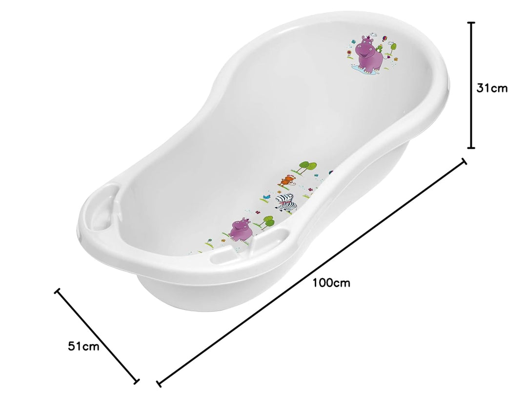 keeeper Hippo Ergonomische Babywanne, Ab 0 bis ca. 12 Monate, 100 cm, Wiktoria, Weiss 100 cm Weiss m