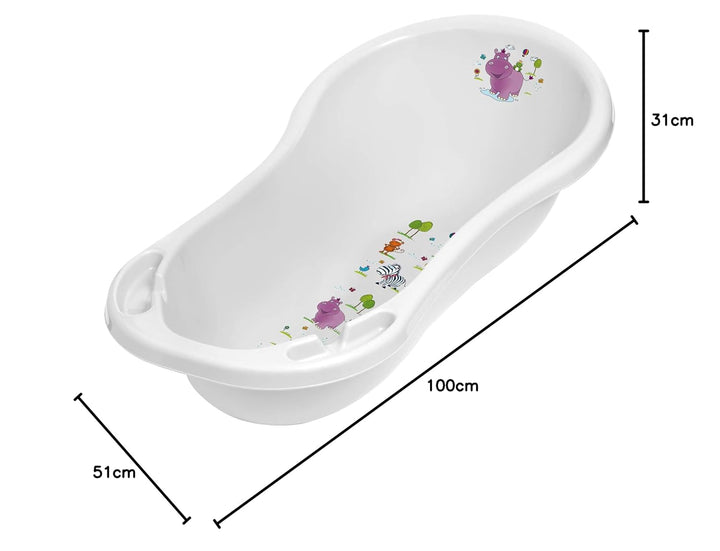 keeeper Hippo Ergonomische Babywanne, Ab 0 bis ca. 12 Monate, 100 cm, Wiktoria, Weiss 100 cm Weiss m
