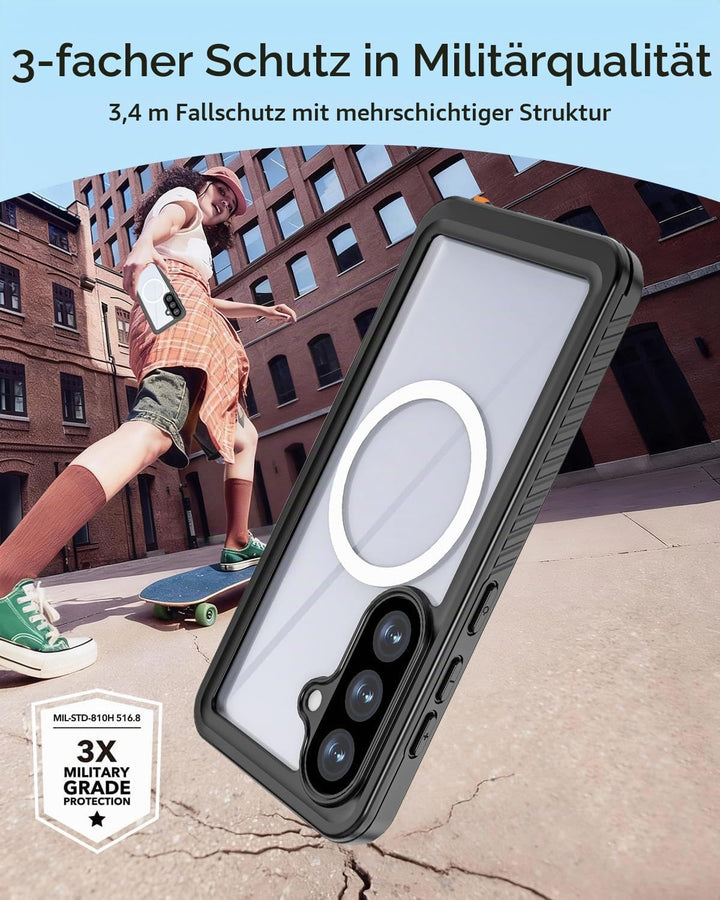 Miimall Wasserdicht Handyhülle für Samsung Galaxy S26 Plus Hülle mit Magnet, [Eingebaute Displayschu