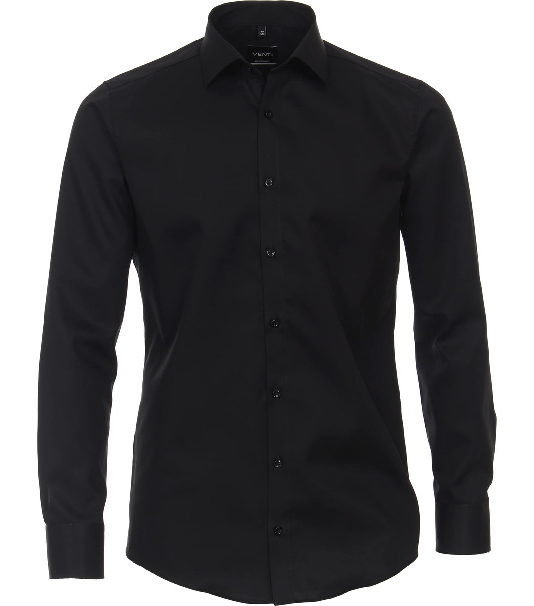 Venti Herren Twill Hemd unifarben extra Langer Arm 72cm Modern Fit 39 Extra Tall Schwarz, 39 Extra T