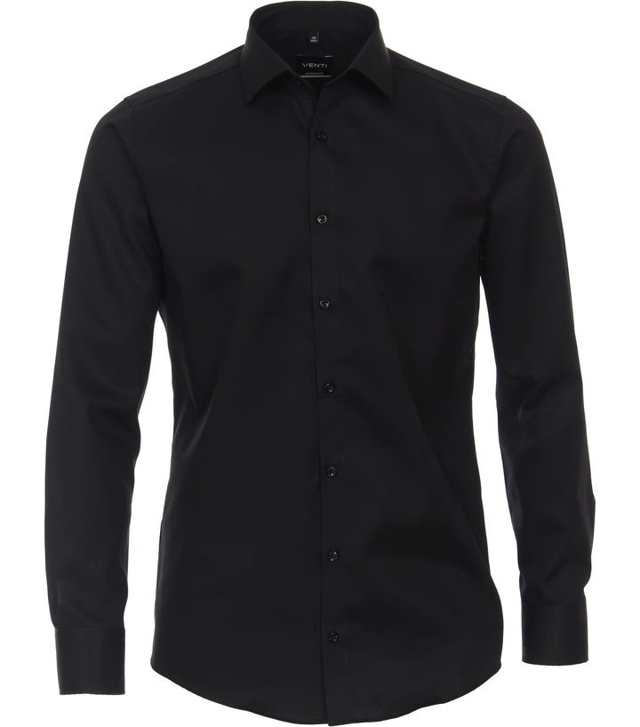 Venti Herren Twill Hemd unifarben extra Langer Arm 72cm Modern Fit 39 Extra Tall Schwarz, 39 Extra T