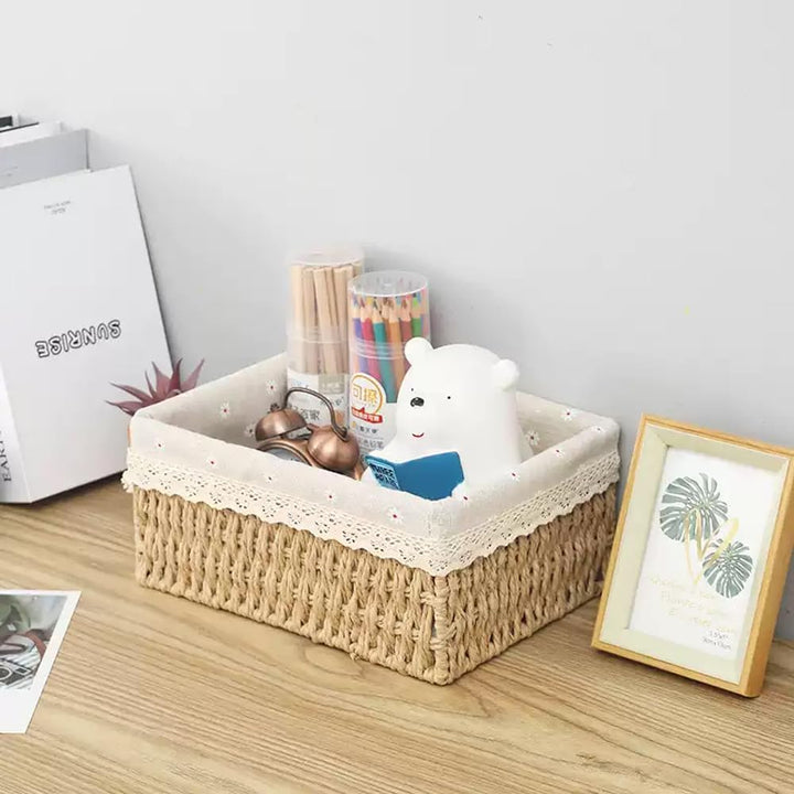 3er Set Aufbewahrungskorb Körbchen Geflochten für Kinderzimmer, Badezimmer &amp; Schlafenzimmer, Ideal f