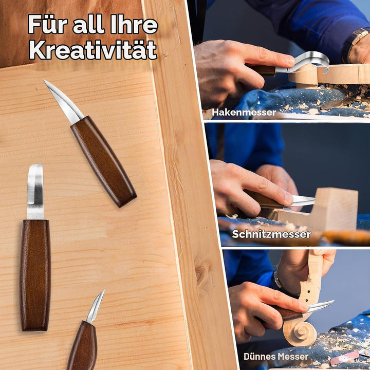 HOMCA Holz Schnitzwerkzeug Set, 23 in 1 Schnitzset mit 7 Schnitzmesser für Kinder&amp;Erwachsene, Holzwe