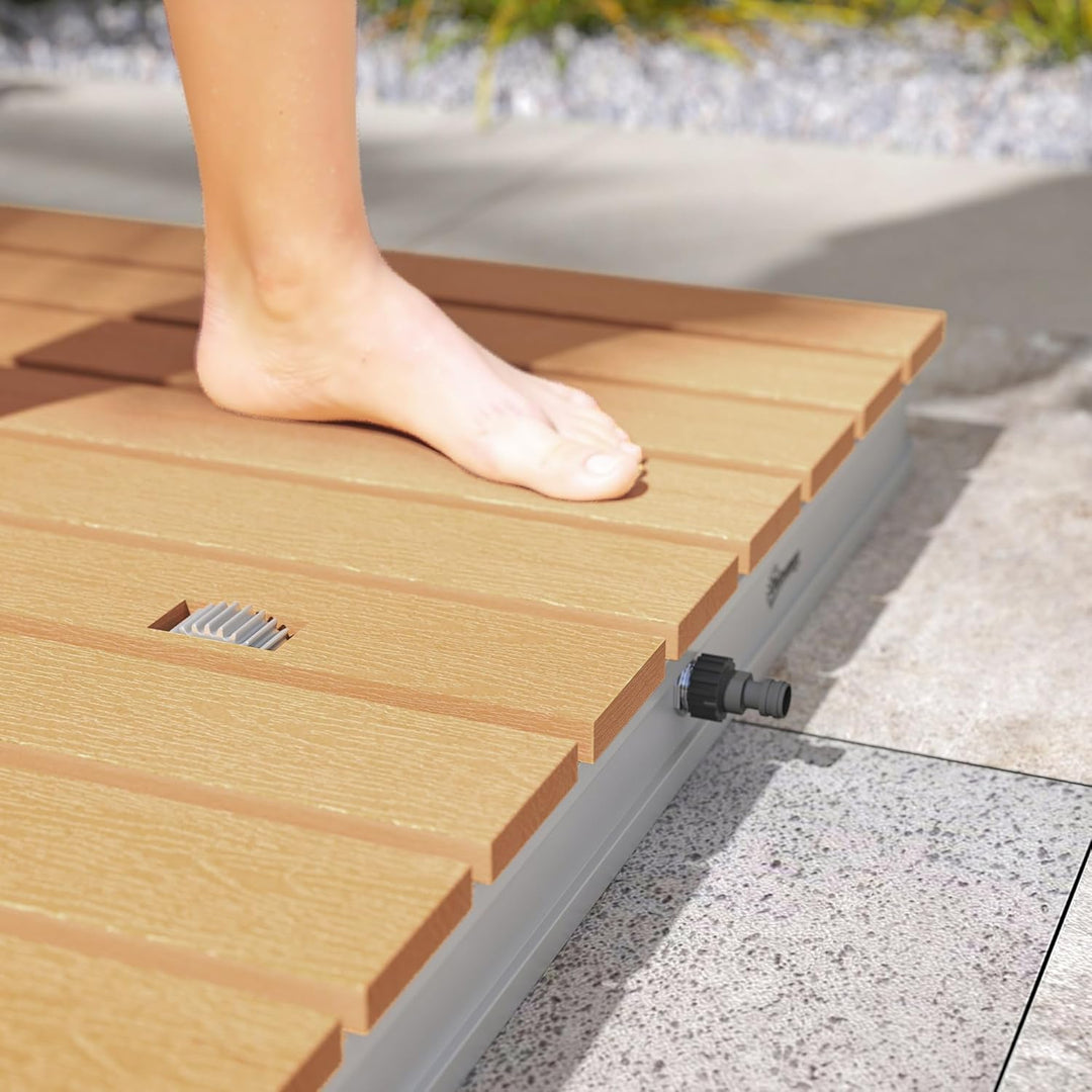 Outsunny Bodendusche Gartendusche mit einstellbar Fussrad Aluminium Aussendusche bis 4 m Fontänenhöh