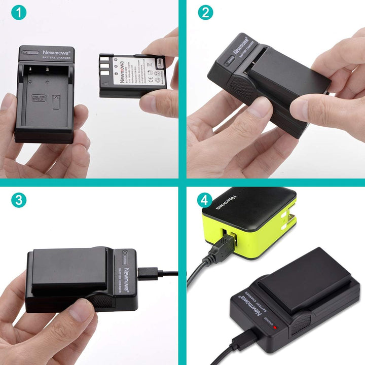 Newmowa® EN-EL9 EN-EL9A Ersatz Akku (2er Pack) und tragbar Micro-USB-Ladegerät-Set für Nikon D3000,