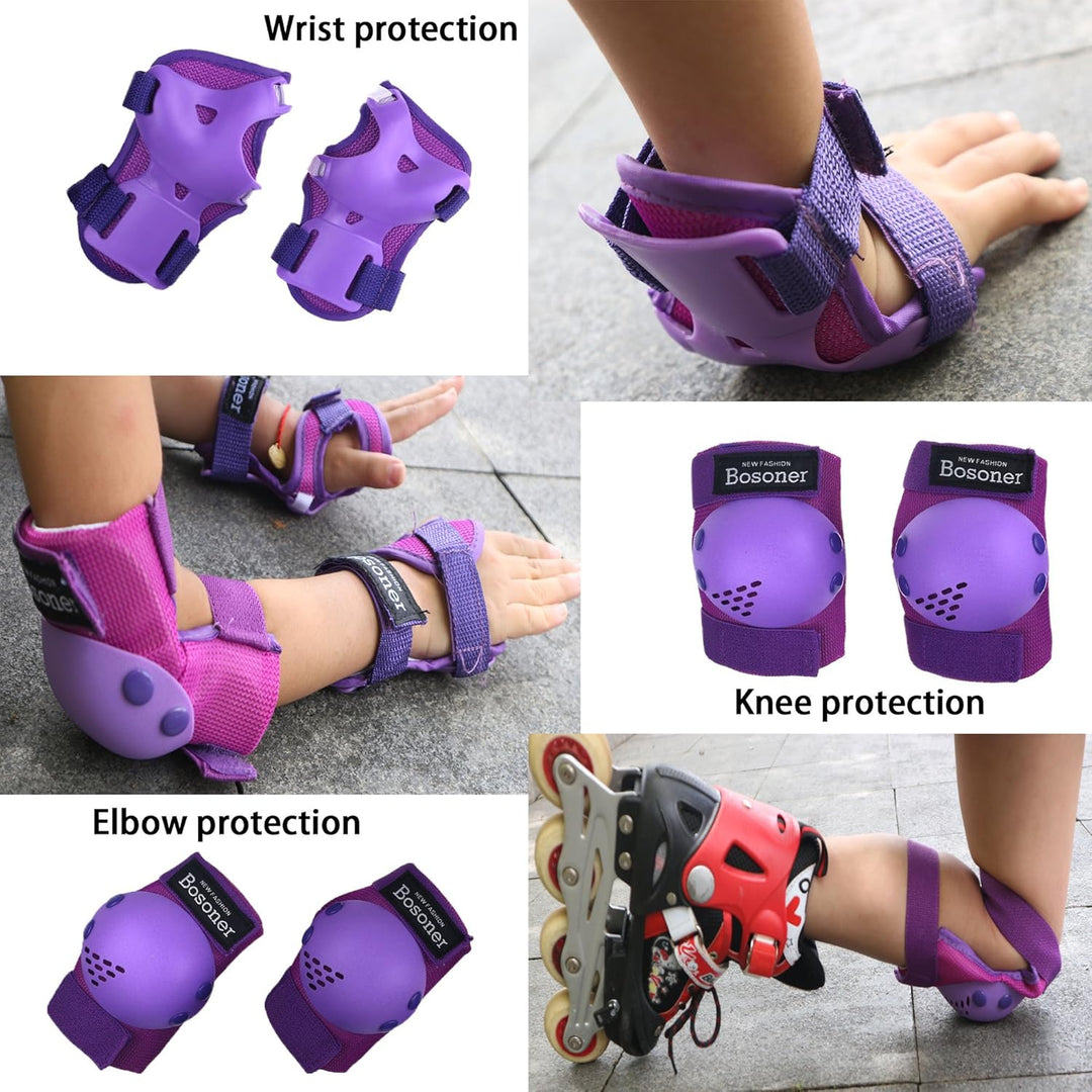 BOSONER Knieschoner Kinder Schoner Inliner Protektoren 6er Set Schützer Inliner Inline Skates Knie U