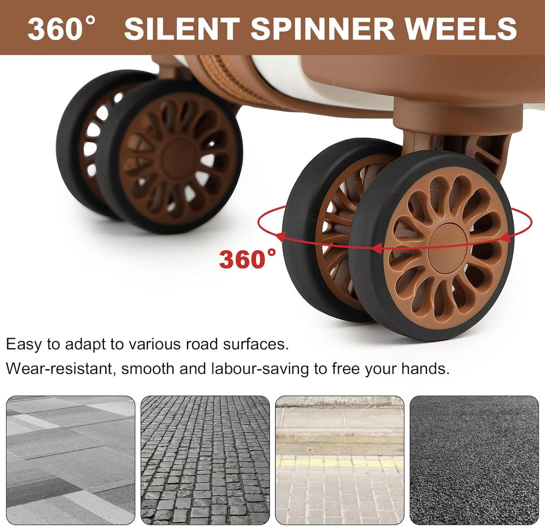 KONO Hartschalenkoffer, mit TSA-Schloss und 4 Spinner-Rädern, Gepäck-Sets mit Spinner-Rädern, Cremew