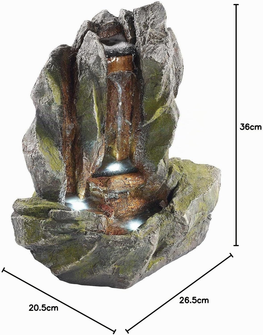 infactory Springbrunnen: Beleuchteter Zimmerbrunnen Felsspalte mit LED und Pumpe (LED Brunnen, Sprin