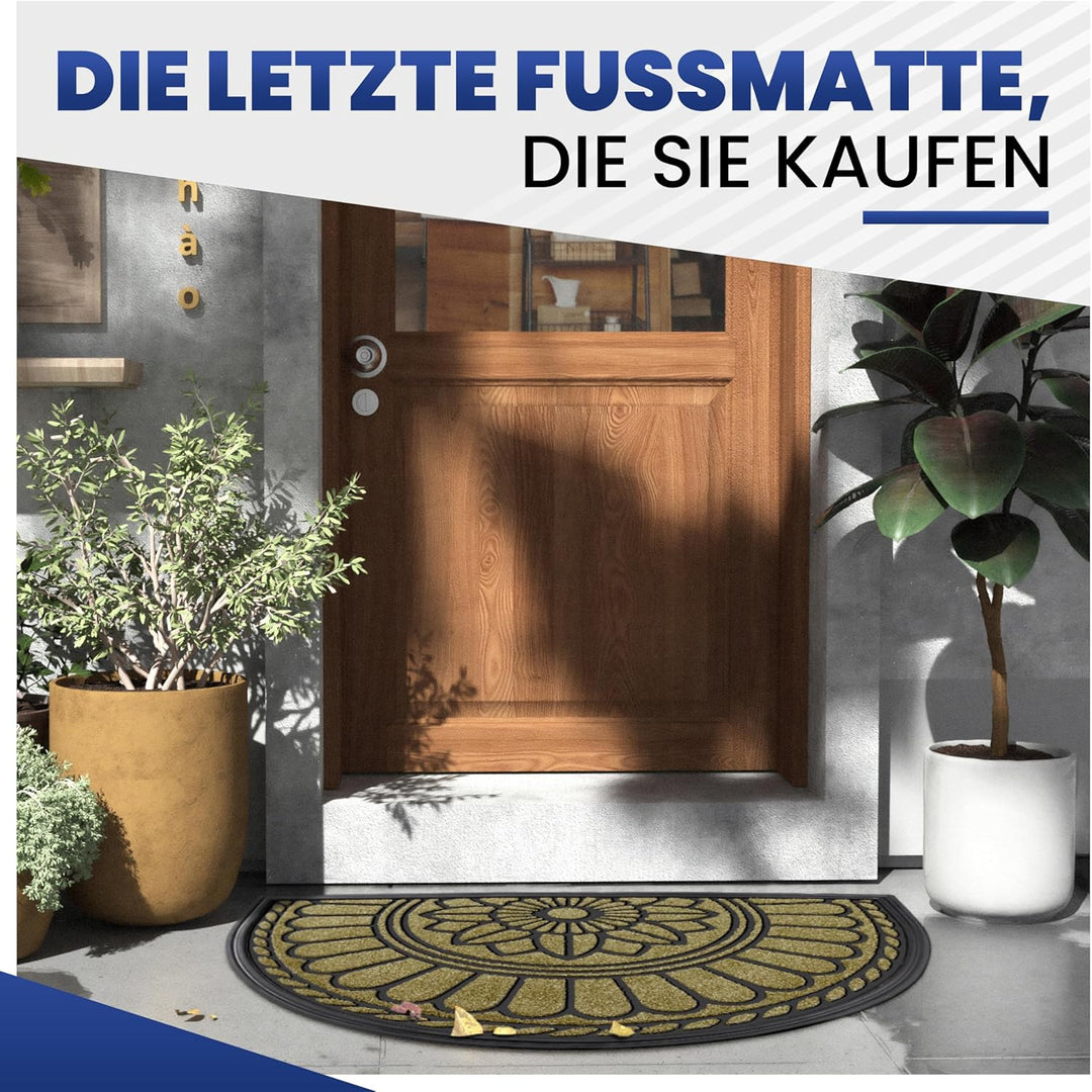 Mibao Halbrunde Fussmatte, rutschfeste Willkommens-Eingangsmatte, strapazierfähige Gummi-Fussmatten,