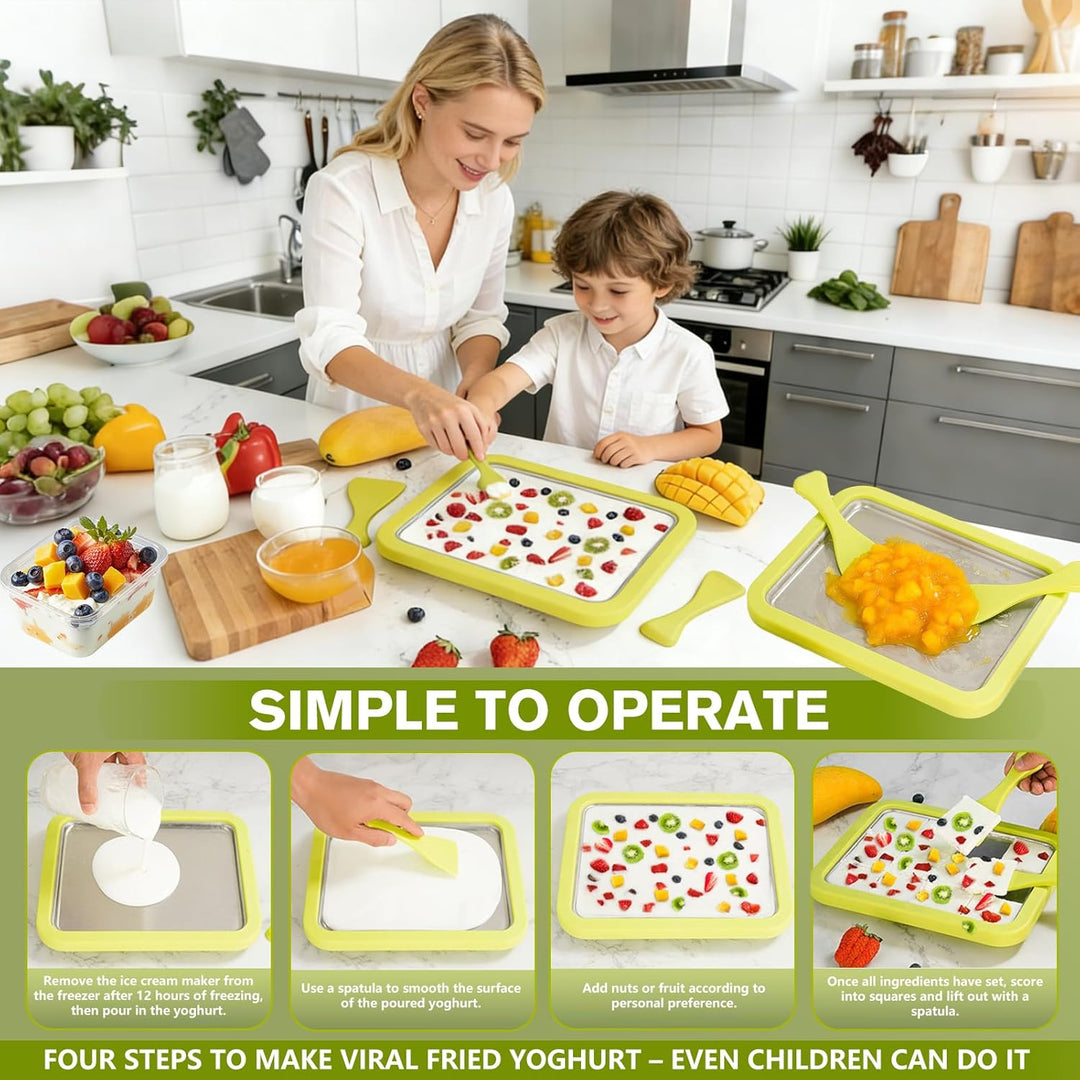 Eiscreme Roller Maker Set Mit 2 Spateln, Instant Eismaschine, Ice Cream Rolls Platte Für Erwachsene