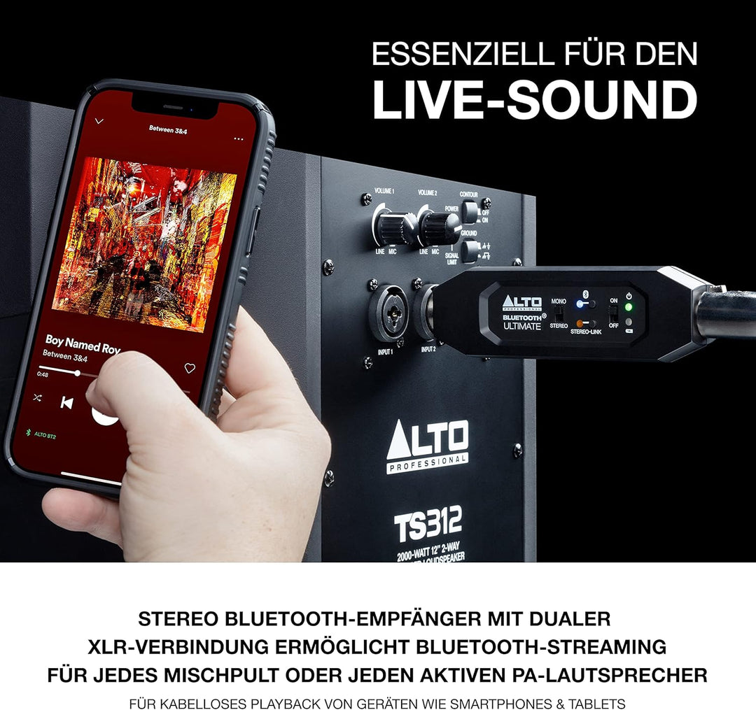 Alto Professional Bluetooth Ultimate - Wiederaufladbarer Bluetooth-Stereo-Empfänger mit XLR-Verbindu