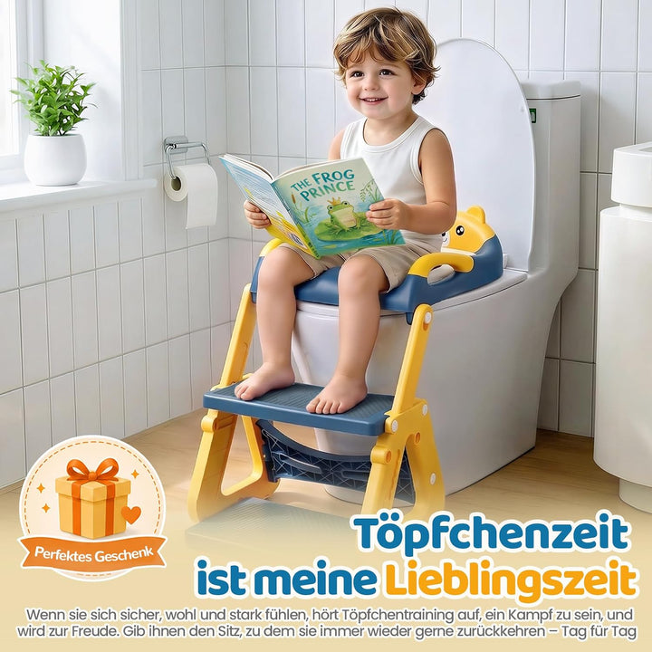 Orzbow Toilettensitz Kinder mit Treppe, Stabil Kinder Toilettensitz mit Dreiecksstruktur, Verlängert