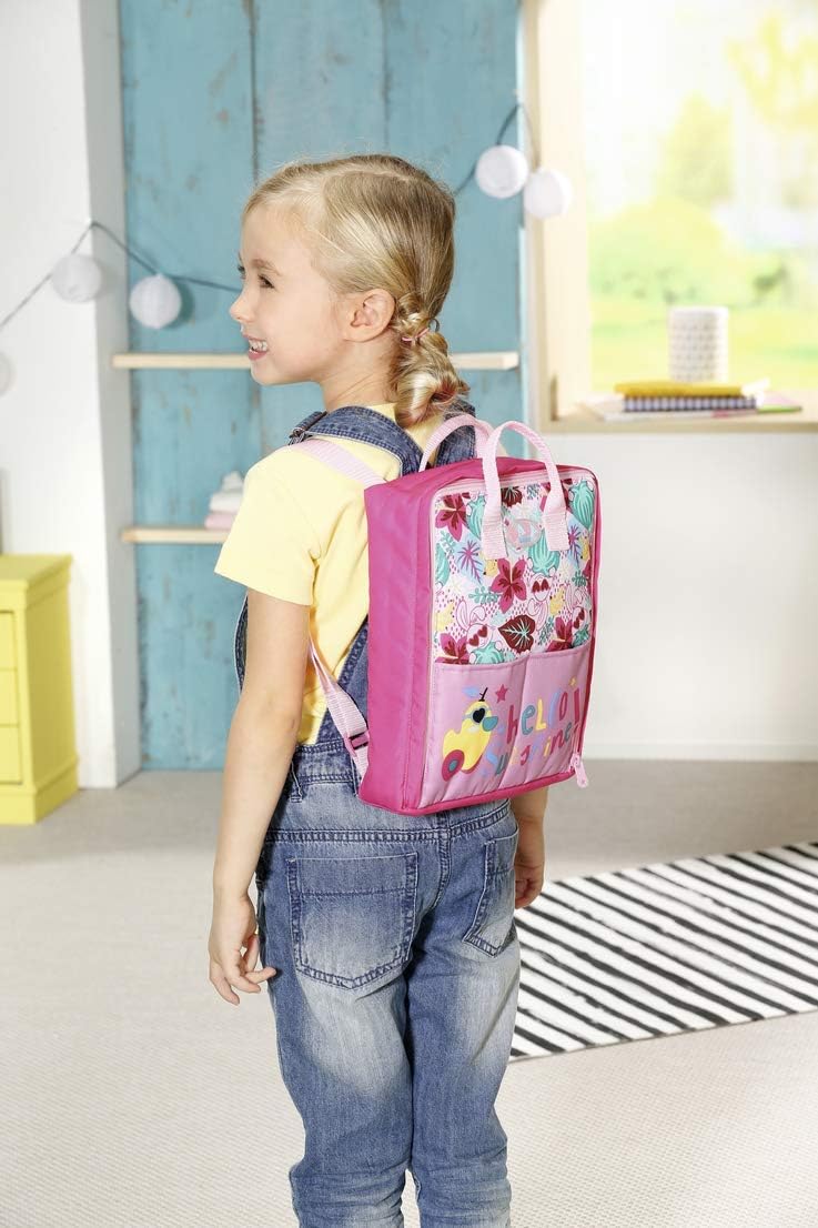 BABY born Holiday Wickelrucksack, Puppenwickeltasche in pink inkl. 1 Windel und Puderdose, 829233 Za