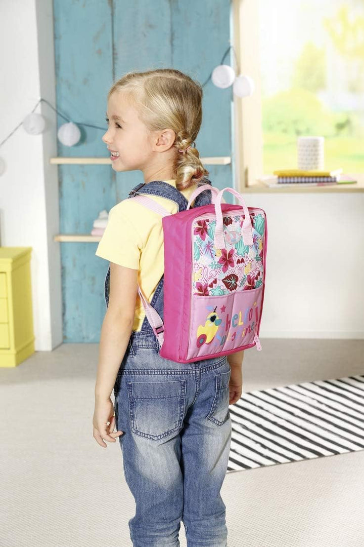 BABY born Holiday Wickelrucksack, Puppenwickeltasche in pink inkl. 1 Windel und Puderdose, 829233 Za