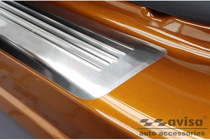 Avisa Stainless Steel Door sill Protectors Compatible with Renault Captur II 2020- 'Lines' - 4-Piece