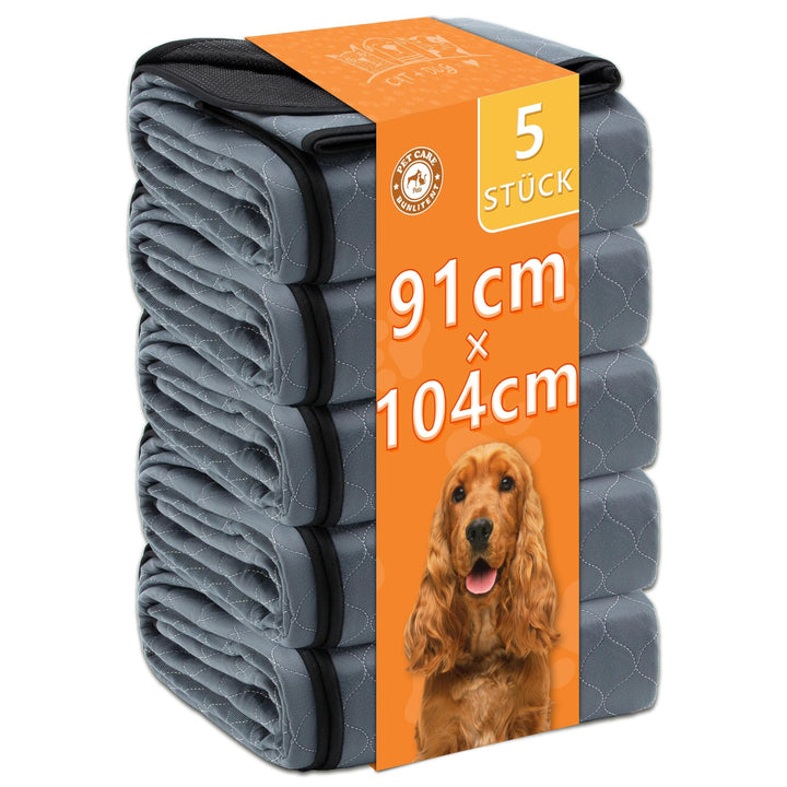 Wiederverwendbare Hundematten 5er Set (91x104 cm) – Waschbare Haustier-Urinunterlage Schnell Absorbi