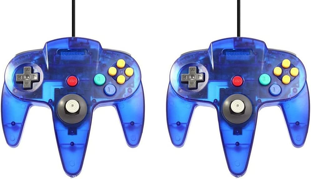 2 Controller Für Nintendo 64 N64 Farbe nach Wahl Kabelgebunden Gamepad Joypad (2X Blau Transparent),
