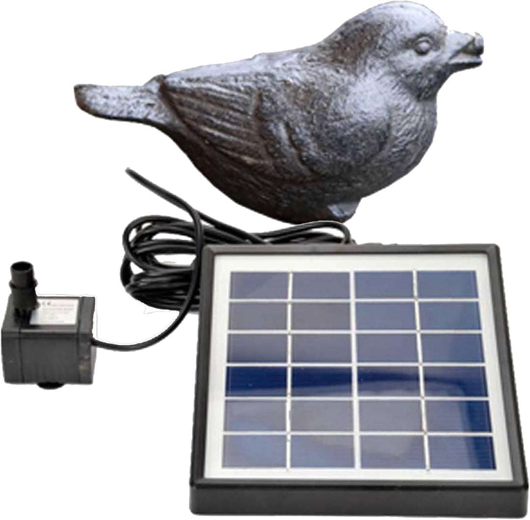 Storm's Gartenzaubereien Wasserspeier Spatz inkl.Solar- Pumpe Gusseisen