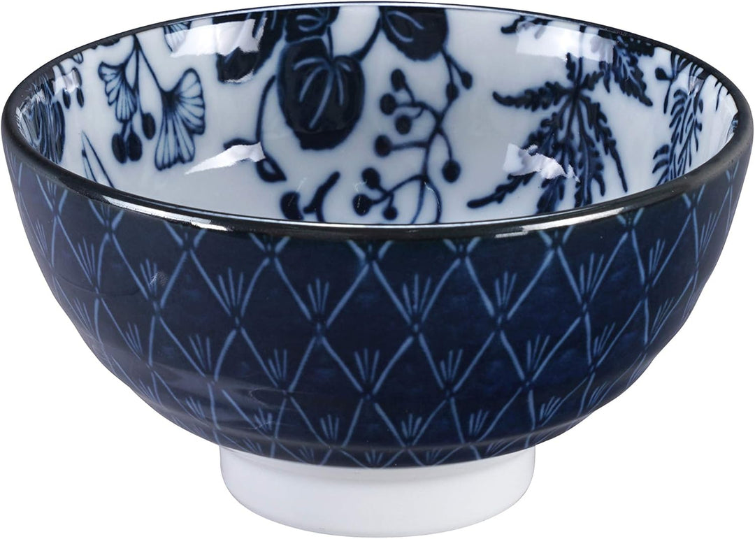 TOKYO design studio Flora Japonica 4-er Schalen-Set blau-weiss, Ø 12 cm, 6,3 cm hoch, ca. 300 ml, as