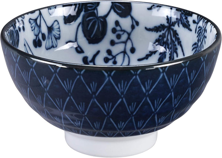 TOKYO design studio Flora Japonica 4-er Schalen-Set blau-weiss, Ø 12 cm, 6,3 cm hoch, ca. 300 ml, as