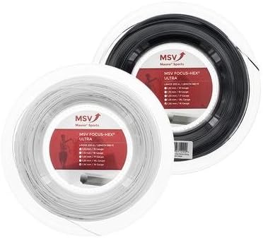 MSV Unisex – Erwachsene Focus-hex Ultra Saitenrolle 200m-Schwarz Tennis-Saite Einheitsgrösse Schwarz