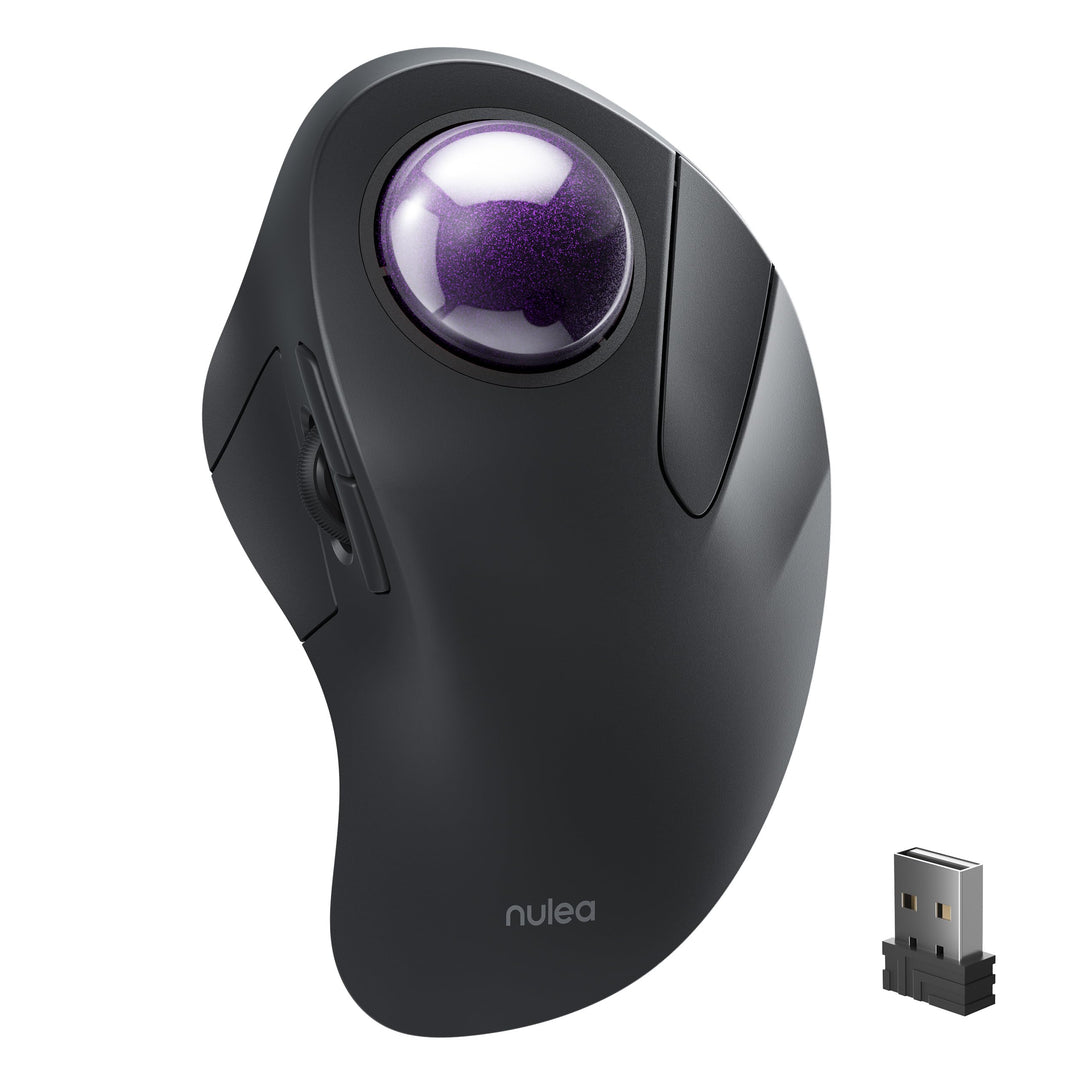 Nulea Kabellose Trackball-Maus,Ergonomisch & Wiederaufladbar,Zeigefingersteuerung,5-stufig DPI (1600