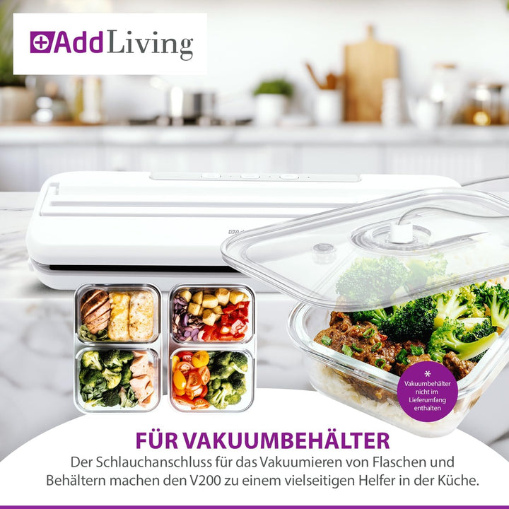 AddLiving Vakuumierer | Vakuumiergerät für Lebensmittel | Inkl. 5 Vakuumbeutel (20 x 30 cm) | Vacuum