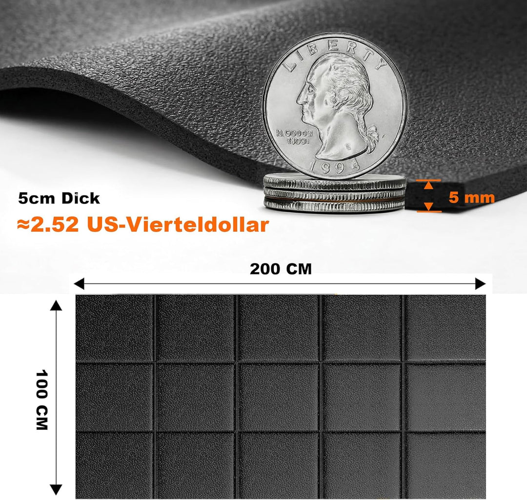 THAILE Bodenschutzmatte für Laufband &amp; Fitnessgeräte 200x100cm 5mm rutschfeste Antivibrationsmatte m