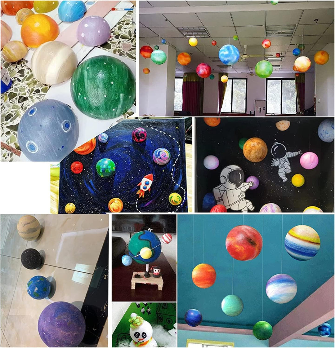 Solar System Modell Kit für Kinder mit 14 Schaumkugel, 12 Bambusstäbe, 12 Farbpigmente, 2 Malpinsel