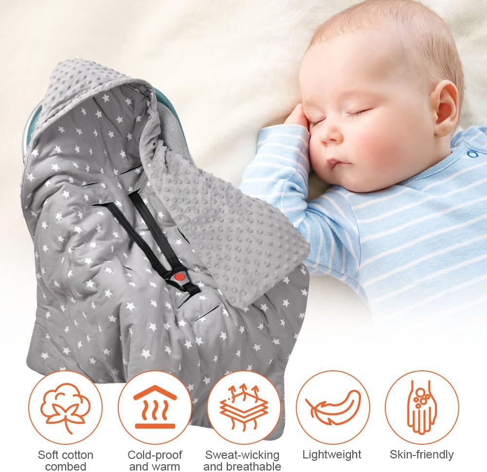 Einschlagdecke Und Strickmütze Set, Einschlagdecke Babyschale Decke Kinderwagen, universal Baby Baby