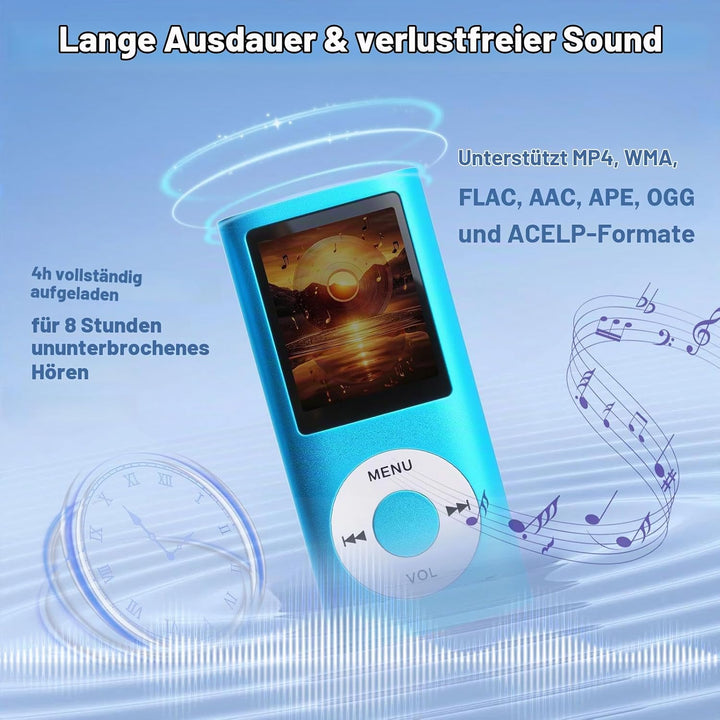 MP3 MP4 Player HiFi Tragbar mit 1,8 Zoll LCD Bildschirm, Verlustfreier Musikplayer mit Speichererwei