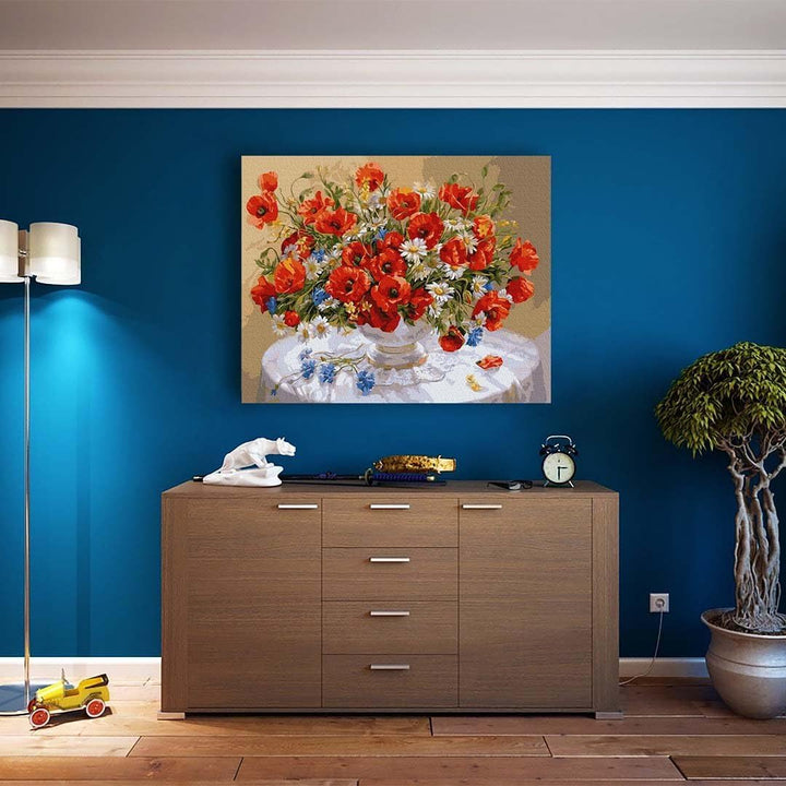 Artnapi Malen nach Zahlen Erwachsene mit Rahmen | DIY Handgemalt | Blumen - Sommer in jedem Haus | K