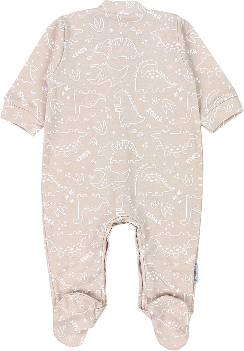 TupTam Baby Jungen Schlafstrampler Langarm Strampler Schlafanzug mit Fuss 3er Pack 62 Dino Park Ster