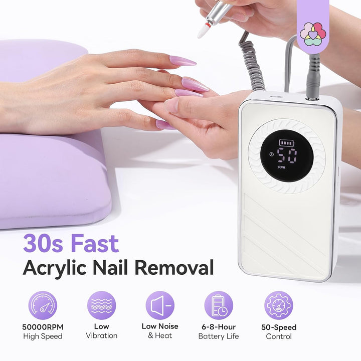 SAVILAND Nagelfräser Kabellos Professionell, Elektrische Nagelfeile Maniküre Set Elektrisch 50000RPM