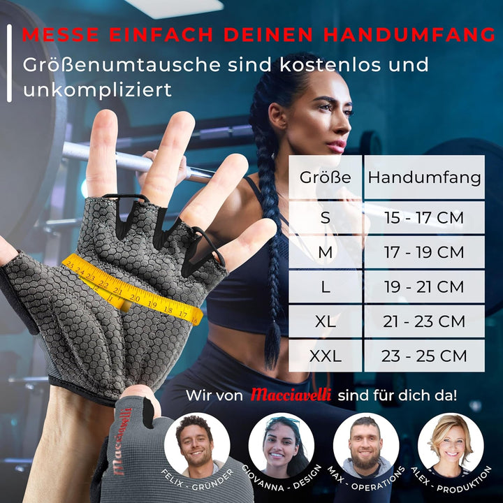 MACCIAVELLI® Fitness Handschuhe Damen Herren - Trainingshandschuhe für Kraftsport, Krafttraining, Bo